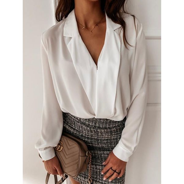 women's t-shirt women elegant shirt long sleeve solid snap button loose tees ladies office business mt4078, White
women's t-shirt women elegant shirt long sleeve solid snap button loose tees ladies office business mt4078, White