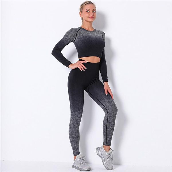 women sports set 2 pcs workout seamless gym sets sportswear fitness clothes for leggings + crop women's tracksuits, Gray
women sports set 2 pcs workout seamless gym sets sportswear fitness clothes for leggings + crop women's tracksuits, Gray