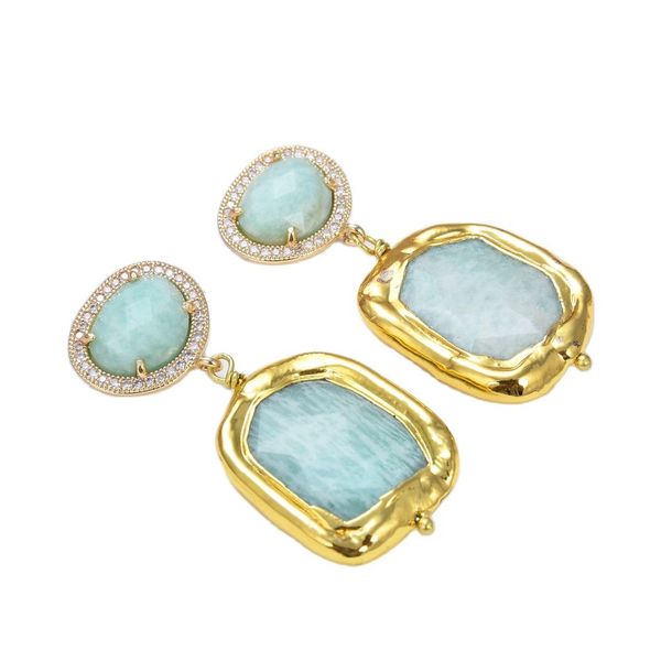 guaiguai jewelry natural green amazonite rectangle and triangular gold color plated dangle earrings handmade for women real gems stone lady, Silver
guaiguai jewelry natural green amazonite rectangle and triangular gold color plated dangle earrings handmade for women real gems stone lady, Silver