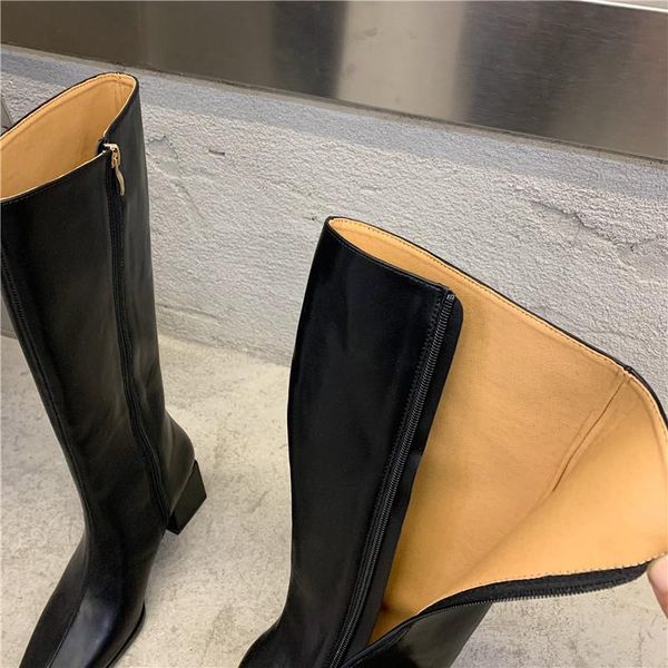 boots winter trending women square toe riding leather medium heels khaki zippers knee high lady valentine shoes iue1, Black
boots winter trending women square toe riding leather medium heels khaki zippers knee high lady valentine shoes iue1, Black