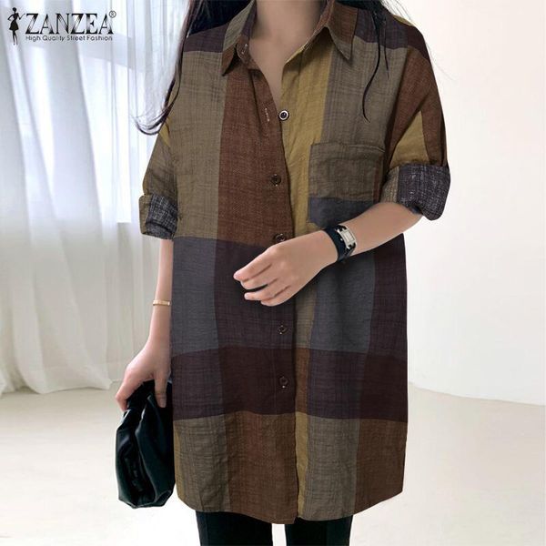 women's blouses & shirts women autumn long sleeve vintage plaid checked blouse casual lapel neck shirt buttons loose blusas retro tun, White
women's blouses & shirts women autumn long sleeve vintage plaid checked blouse casual lapel neck shirt buttons loose blusas retro tun, White