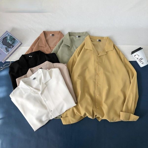 men's casual shirts 2021 suit collar 6-color coats long sleeve loose hawaiian shirt streetwear fashion social -2xl camisas para hombre, White;black
men's casual shirts 2021 suit collar 6-color coats long sleeve loose hawaiian shirt streetwear fashion social -2xl camisas para hombre, White;black