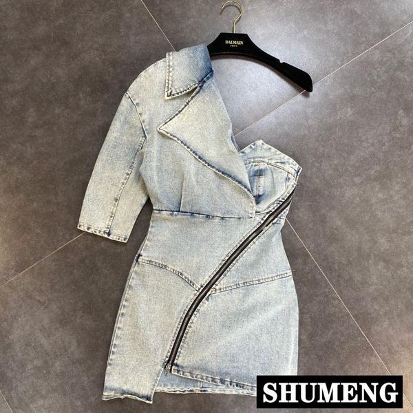 casual dresses spring summer ladies one shoulder short sleeve slim fit light blue zipper irregular mini dress women jeans, Black;gray
casual dresses spring summer ladies one shoulder short sleeve slim fit light blue zipper irregular mini dress women jeans, Black;gray