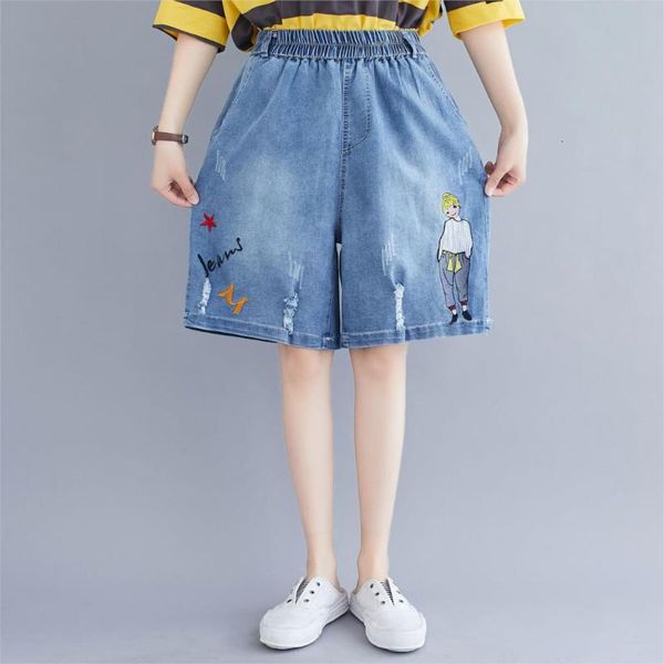 women's pants & capris korean style fashion ripped jeans women loose elastic waist casual character letters embroidery denim shorts all, Black;white
women's pants & capris korean style fashion ripped jeans women loose elastic waist casual character letters embroidery denim shorts all, Black;white