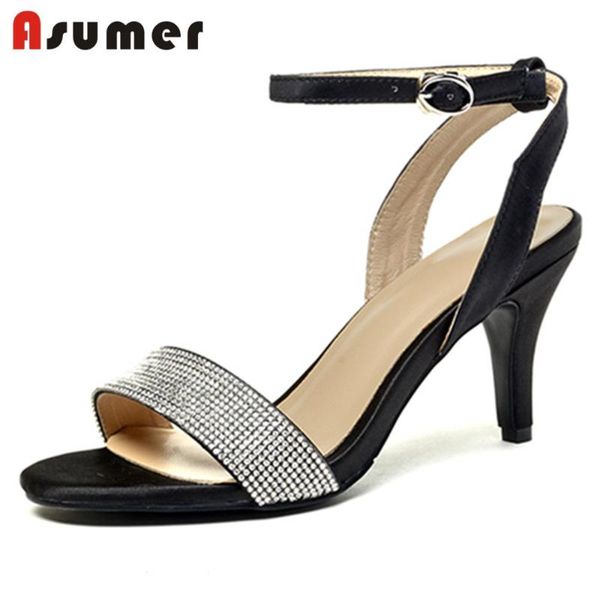33-42 2021 fashion buckle sandals women quality silk rhinstone thin high heels summer shoes party wedding, Black
33-42 2021 fashion buckle sandals women quality silk rhinstone thin high heels summer shoes party wedding, Black