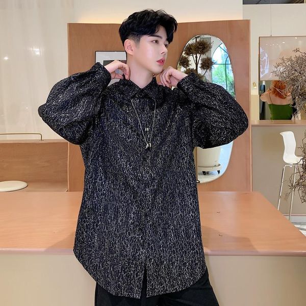 men's casual shirts men bright shining long sleeve loose shirt male hip hop streetwear vintage fashion party dress stage clothing, White;black
men's casual shirts men bright shining long sleeve loose shirt male hip hop streetwear vintage fashion party dress stage clothing, White;black