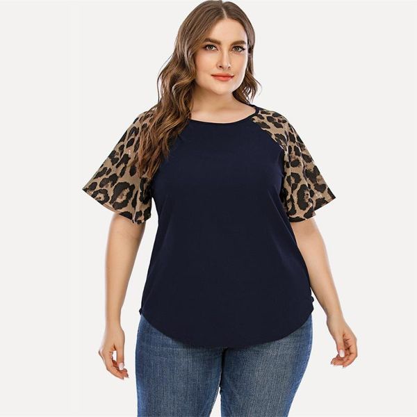 plus size t-shirt women tunic t shirt ladies loose leopard spliced short sleeve casual summer chubby girl clothing streetwear, Black
plus size t-shirt women tunic t shirt ladies loose leopard spliced short sleeve casual summer chubby girl clothing streetwear, Black