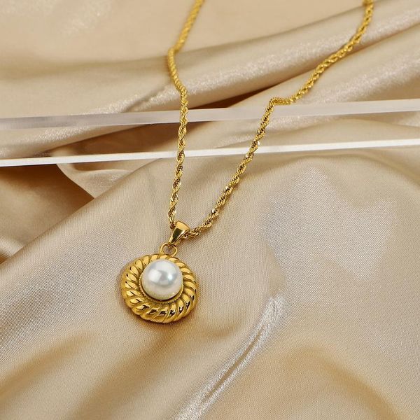 pendant necklaces twisted croissant round pearl necklace for women gold plated stainless steel neckalces, Silver
pendant necklaces twisted croissant round pearl necklace for women gold plated stainless steel neckalces, Silver