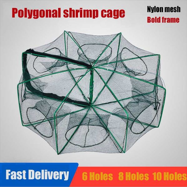 folded fishing net 6-10 holes trap mesh for fish cast folding strengthened nylon network crayfish shrimp catcher accessories
folded fishing net 6-10 holes trap mesh for fish cast folding strengthened nylon network crayfish shrimp catcher accessories