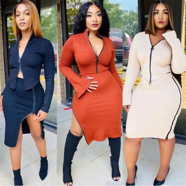 women 2pcs outfits stand collar long sleeves zip up + bodycon elastic high waist side zipper midi pencil skirt female suits women's tra, Gray
women 2pcs outfits stand collar long sleeves zip up + bodycon elastic high waist side zipper midi pencil skirt female suits women's tra, Gray