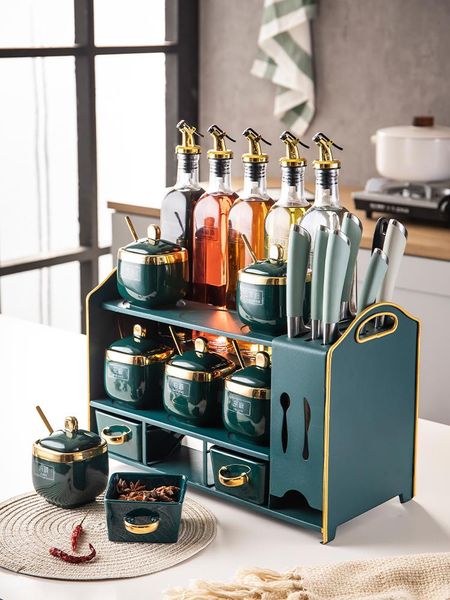 nordic light luxury seasoning box knife rest set domestic rack metal shelf for kitchen supplies containers storage bottles & jars
nordic light luxury seasoning box knife rest set domestic rack metal shelf for kitchen supplies containers storage bottles & jars