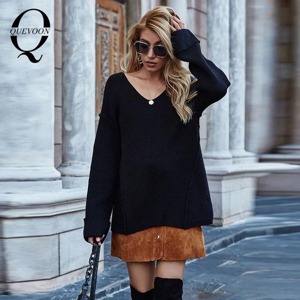 office fashion england style pullover sweaters female solid v-neck knitting casual street jumpers 2021 trends women's, White;black
office fashion england style pullover sweaters female solid v-neck knitting casual street jumpers 2021 trends women's, White;black