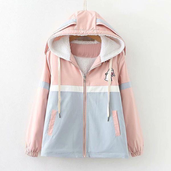 women's trench coats japan kawaii fleece jackets girls cute fashion ear hooded zipper coat women winter warm plush outerwear wi, Tan;black
women's trench coats japan kawaii fleece jackets girls cute fashion ear hooded zipper coat women winter warm plush outerwear wi, Tan;black