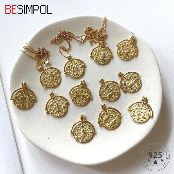 besimpol 925 sterling silver twelve constellation necklace gold emboss zodiac pendant for women fine jewelry chains
besimpol 925 sterling silver twelve constellation necklace gold emboss zodiac pendant for women fine jewelry chains