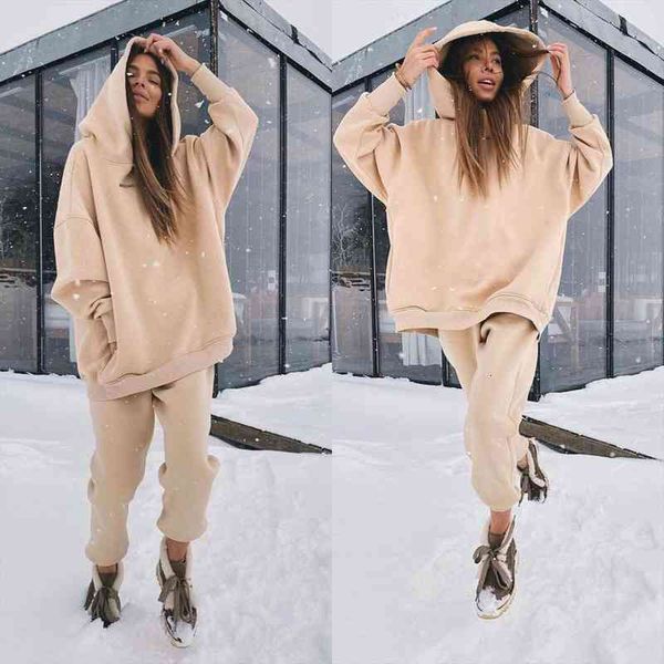 women tracksuits autumn winter thick fleece warm solid suit 2 pieces sets female casual long sleeve hooded sweatshirt outfit, White
women tracksuits autumn winter thick fleece warm solid suit 2 pieces sets female casual long sleeve hooded sweatshirt outfit, White