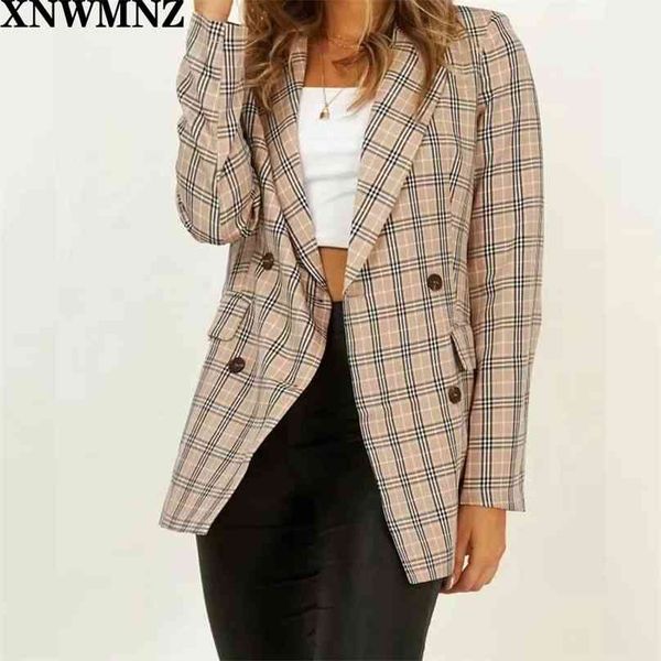office ladies notched collar plaid women blazer double breasted autumn jacket casual pockets female suits coat 210520, White;black
office ladies notched collar plaid women blazer double breasted autumn jacket casual pockets female suits coat 210520, White;black