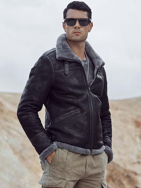 men's leather & faux mens b1 shearling jacket short fur coat black winter coats fashion motorcycle
men's leather & faux mens b1 shearling jacket short fur coat black winter coats fashion motorcycle