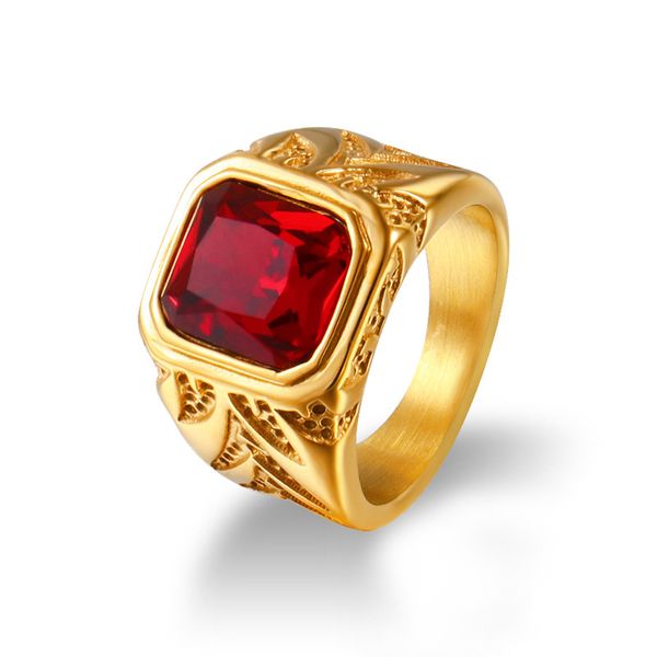gold-plated luxury red zircon rings classic trend men's casual party punk jewelry, Silver
gold-plated luxury red zircon rings classic trend men's casual party punk jewelry, Silver