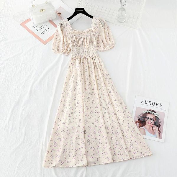 party dresses elegant square collar chiffon print floral dress women summer ruffle elastic waist long a line short sleeve, White;black
party dresses elegant square collar chiffon print floral dress women summer ruffle elastic waist long a line short sleeve, White;black