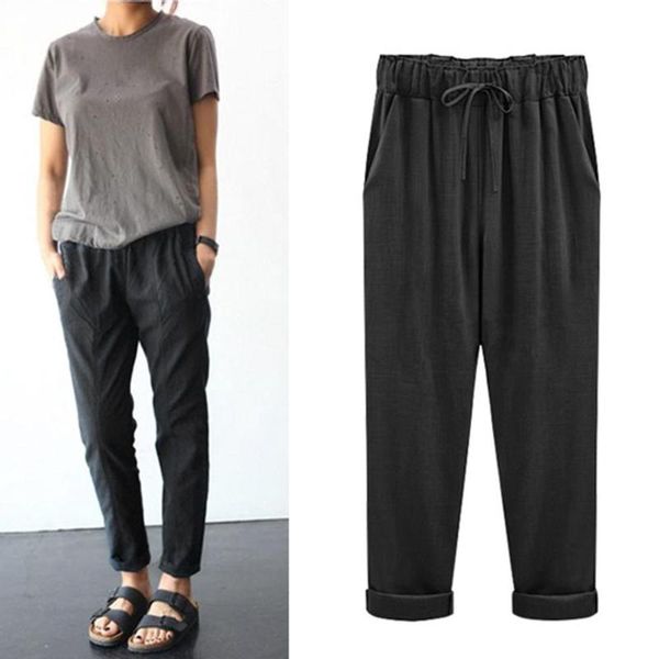 women's pants & capris women plus size cuffed ankle length cropped solid color loose casual harem trousers drawstring waist thin street, Black;white
women's pants & capris women plus size cuffed ankle length cropped solid color loose casual harem trousers drawstring waist thin street, Black;white