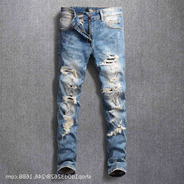 street fashion men's jeans with holes, Blue
street fashion men's jeans with holes, Blue