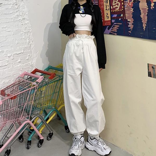 ruffles sweet solid elastic waist high harem pants loose women's clothing capris moda feminina harajuku black white &
ruffles sweet solid elastic waist high harem pants loose women's clothing capris moda feminina harajuku black white &