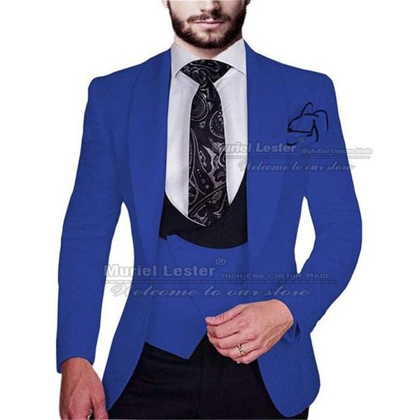 men's suits & blazers spring/autumn men slim fit royal blue jacquard jacket+vest+black pant formal wedding tuxedo custom made trajes pa, White;black
men's suits & blazers spring/autumn men slim fit royal blue jacquard jacket+vest+black pant formal wedding tuxedo custom made trajes pa, White;black