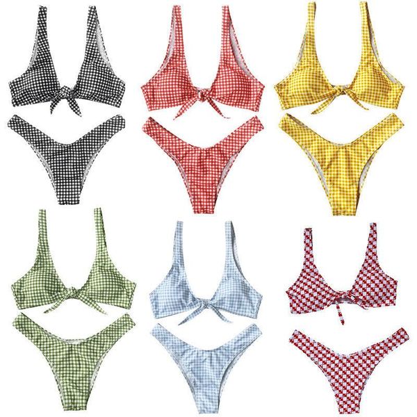 women's swimwear 2021 biquinis women plaid bikini set summer push up bra with pad bandage swim suits beach wear maillot de bain, White;black
women's swimwear 2021 biquinis women plaid bikini set summer push up bra with pad bandage swim suits beach wear maillot de bain, White;black
