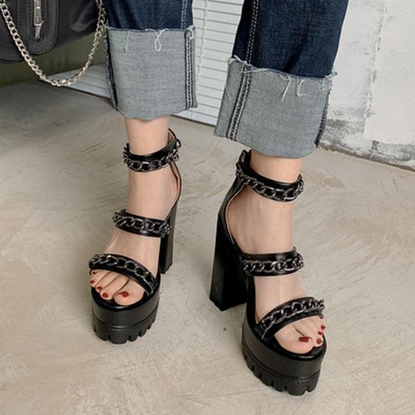 dress shoes summer fashion zipper metal chain temperament high heels european and american style ladies sandals with waterproof platform., Black
dress shoes summer fashion zipper metal chain temperament high heels european and american style ladies sandals with waterproof platform., Black