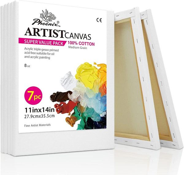 frames white blank cotton stretched canvas artist painting - 11x14 inch / 7 pack 5/8 profile triple primed for oil & acr
frames white blank cotton stretched canvas artist painting - 11x14 inch / 7 pack 5/8 profile triple primed for oil & acr