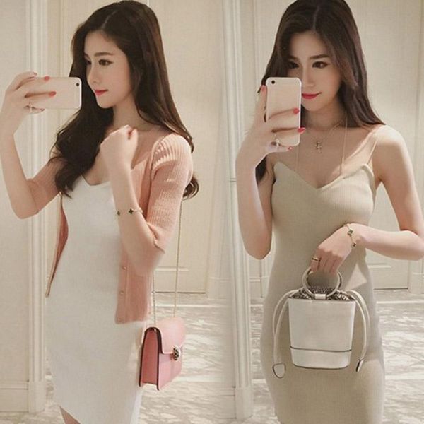 casual dresses women sleeveless camisole dress slim fit knit spaghetti strap a-line midi tc21, Black;gray
casual dresses women sleeveless camisole dress slim fit knit spaghetti strap a-line midi tc21, Black;gray