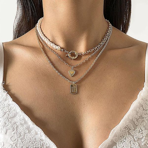 pendant necklaces vintage patchwork thick chain pearls round heart necklace for women multilayer geometric clavicle choker collar jewelry, Silver
pendant necklaces vintage patchwork thick chain pearls round heart necklace for women multilayer geometric clavicle choker collar jewelry, Silver