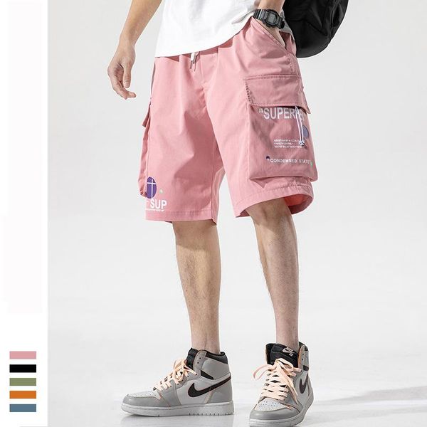 men's shorts casual multi pockets pink cargo bermuda short trousers loose harajuku streetwear classic knee length pants male, White;black
men's shorts casual multi pockets pink cargo bermuda short trousers loose harajuku streetwear classic knee length pants male, White;black