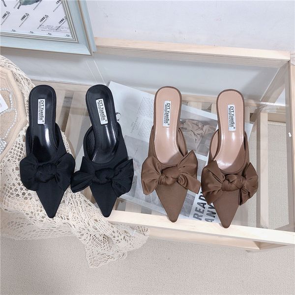fashion women slippers pointed toe shallow slip on mules shoes black/brown summer outdoor slippers slides size 35-39 bow 210513
fashion women slippers pointed toe shallow slip on mules shoes black/brown summer outdoor slippers slides size 35-39 bow 210513