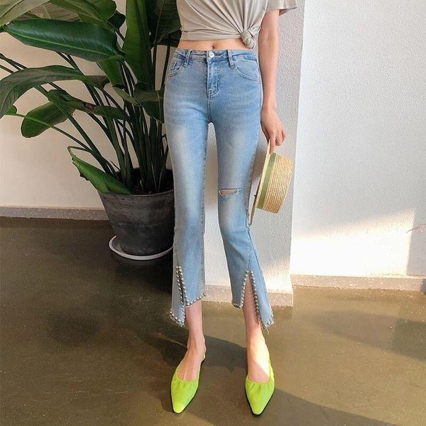 women's pants & capris women office lady summer casual handmade bead hole split denim jeans slim trousers high street, Black;white
women's pants & capris women office lady summer casual handmade bead hole split denim jeans slim trousers high street, Black;white