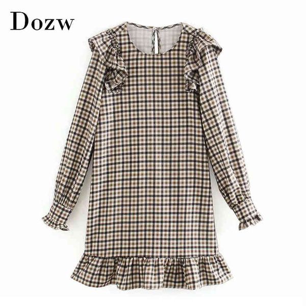 women fashion plaid print dress spring long sleeve loose mini dresses casual o neck ruffle short dress vestidos mujer 210414, Black;gray
women fashion plaid print dress spring long sleeve loose mini dresses casual o neck ruffle short dress vestidos mujer 210414, Black;gray