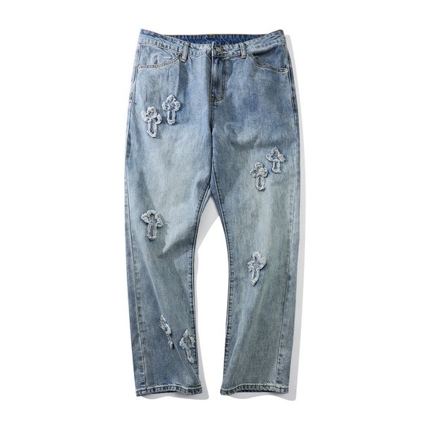 crosin cross embroidery washed jeans men's street trend loose straight fashion brand leisure wide leg pants, Black
crosin cross embroidery washed jeans men's street trend loose straight fashion brand leisure wide leg pants, Black