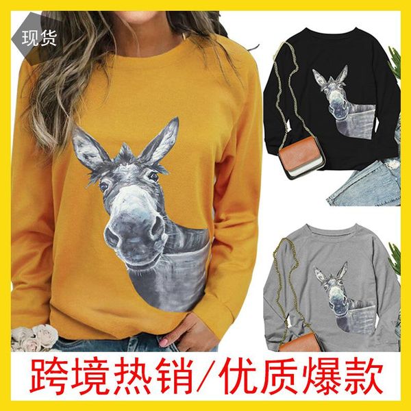 women's hoodies & sweatshirts donkey printing woman long sleeve pullover o-neck sweatshirt autumn winter, Black
women's hoodies & sweatshirts donkey printing woman long sleeve pullover o-neck sweatshirt autumn winter, Black