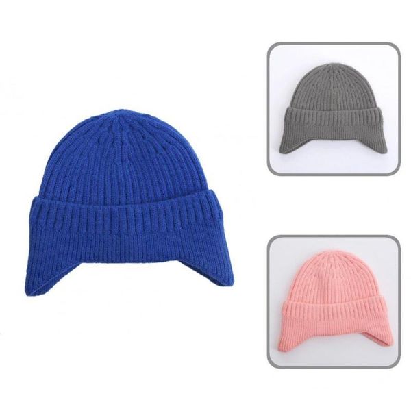 berets cycling beanie hat windproof chic portable stretchy ear flap, Blue;gray