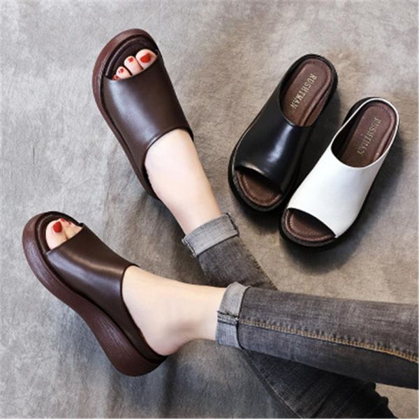 fashion shoes women slippers platform wedge soft leather mules open toe slides summer black white sandals large size 35-41
fashion shoes women slippers platform wedge soft leather mules open toe slides summer black white sandals large size 35-41