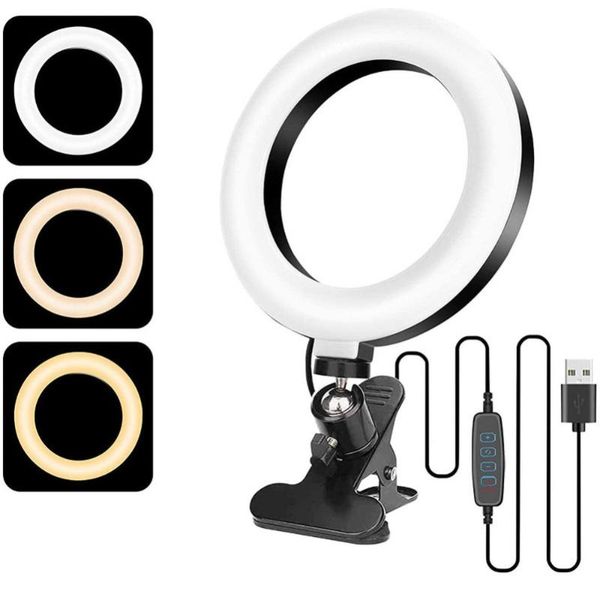 tripods 6.3 inch 360°ajustable angle selfie ring light 3 colors mode for live stream video makeup pography with clip mount
tripods 6.3 inch 360°ajustable angle selfie ring light 3 colors mode for live stream video makeup pography with clip mount
