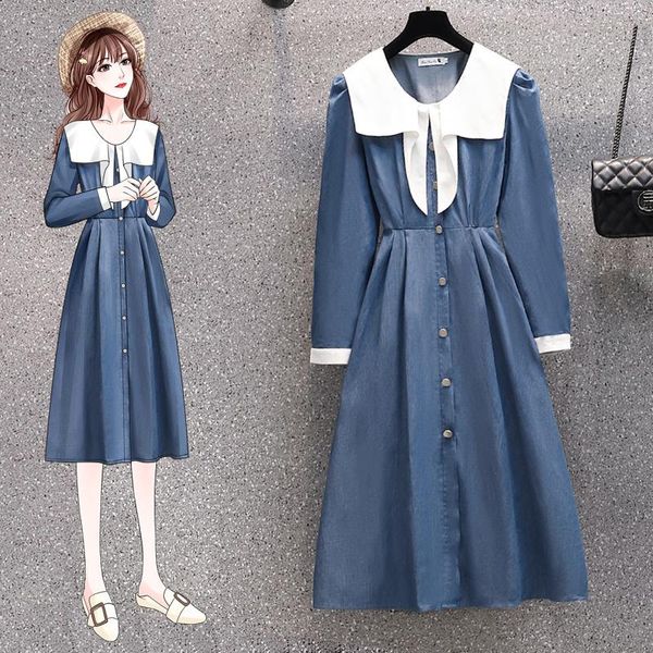 casual dresses blue long sleeved midi denim plus large size oversize korean fashion kawaii women's elegant autumn 2021 clothing, Black;gray
casual dresses blue long sleeved midi denim plus large size oversize korean fashion kawaii women's elegant autumn 2021 clothing, Black;gray