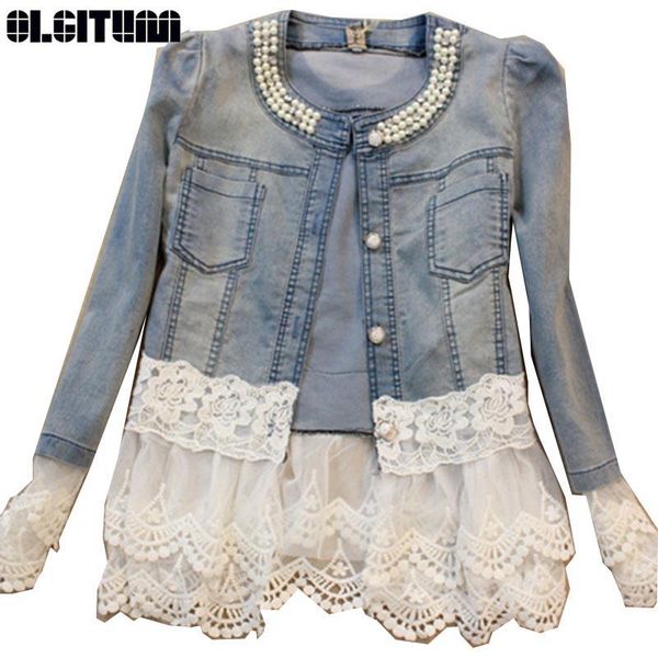 women's jackets women outerwear 2021 spring slim lace patchwork long-sleeve denim jacket vintage jeans lady jk454, Black;brown
women's jackets women outerwear 2021 spring slim lace patchwork long-sleeve denim jacket vintage jeans lady jk454, Black;brown