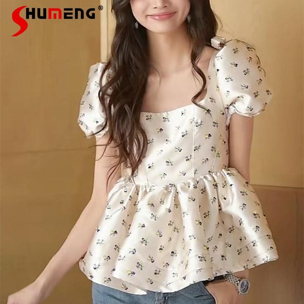 women's blouses & shirts retro simple square collar short puff sleeve tunics floral summer 2021 fairy cinched peplum shirt blusas, White
women's blouses & shirts retro simple square collar short puff sleeve tunics floral summer 2021 fairy cinched peplum shirt blusas, White
