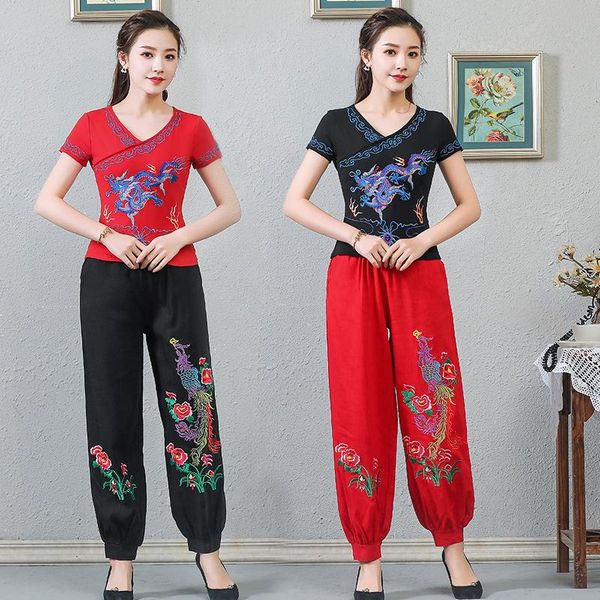 women's pants & capris embroidery trousers loose wide leg folk-custom plus size fours women high waist linen fabric, Black;white
women's pants & capris embroidery trousers loose wide leg folk-custom plus size fours women high waist linen fabric, Black;white