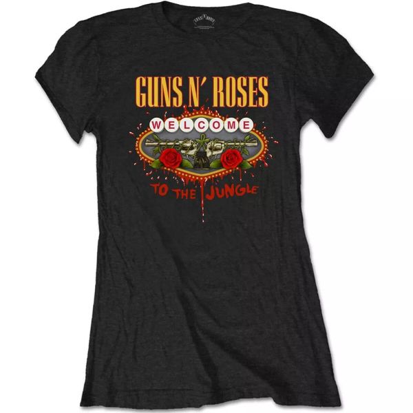 ladies guns n 'roses welcome to the jungle official women women t-shirt, White;black
ladies guns n 'roses welcome to the jungle official women women t-shirt, White;black