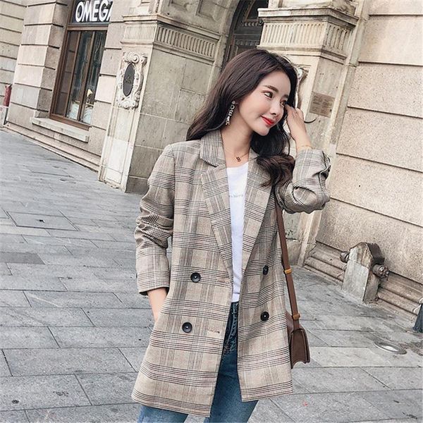 ladies coat spring autumn blazer plaid women double-breasted commute office chic retro casual long sleeve female suit women's suits & b, White;black
ladies coat spring autumn blazer plaid women double-breasted commute office chic retro casual long sleeve female suit women's suits & b, White;black