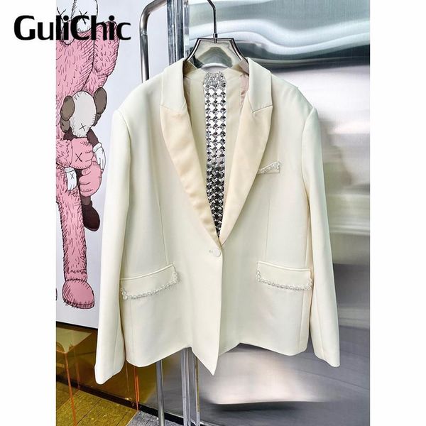 women's suits & blazers 7.10 high end quality fashion back patchwork rhinestone crystal chain design loose temperament blazer women, White;black
women's suits & blazers 7.10 high end quality fashion back patchwork rhinestone crystal chain design loose temperament blazer women, White;black