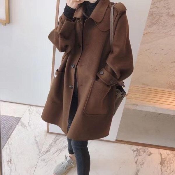 women's trench coats 2021 winter double-sided cashmere coat a loose large size shows thin and age reduction, Tan;black
women's trench coats 2021 winter double-sided cashmere coat a loose large size shows thin and age reduction, Tan;black