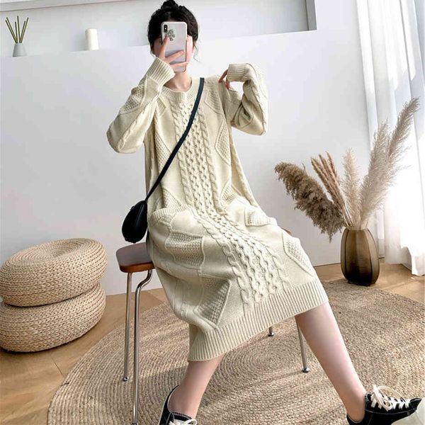 qoerlin vintage loose o-neck long sweater dress women full sleeve warm pullover knitted female texture pocket dress winter new 210416, Black;gray
qoerlin vintage loose o-neck long sweater dress women full sleeve warm pullover knitted female texture pocket dress winter new 210416, Black;gray